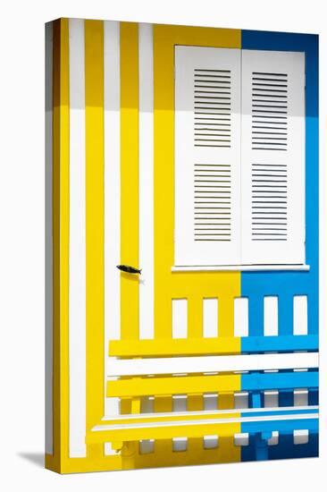 Welcome to Portugal Collection - Colorful Facade with Yellow and Blue Stripes-Philippe Hugonnard-Premier Image Canvas