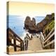 Welcome to Portugal Square Collection - Wooden Stairs to Praia do Camilo Beach at Sunset-Philippe Hugonnard-Premier Image Canvas