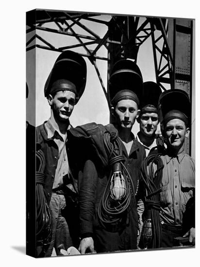 Welders Arriving to Work Night Shift at Shipbuilding Yard; Roosevelt's Decree of a 7 Day Work Week-George Strock-Premier Image Canvas