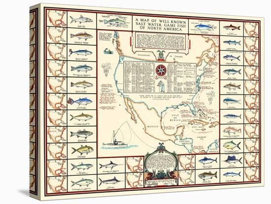 Well Known Salt Water Game Fish-Bishop & Sims-Stretched Canvas