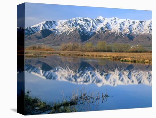 Wellsville Mountains Reflected in Little Bear River in Early Spring, Cache Valley, Utah, USA-Scott T. Smith-Premier Image Canvas