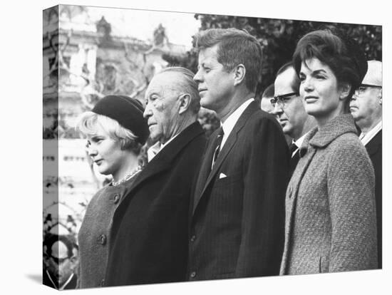 West German Chancellor Konrad Adenauer Received Full Military Honors at White House Ceremony-null-Stretched Canvas