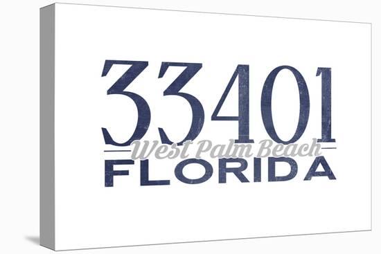 West Palm Beach, Florida - 33401 Zip Code (Blue)-Lantern Press-Stretched Canvas