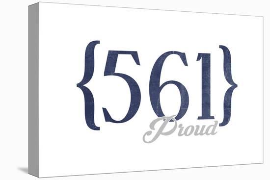 West Palm Beach, Florida - 561 Area Code (Blue)-Lantern Press-Stretched Canvas