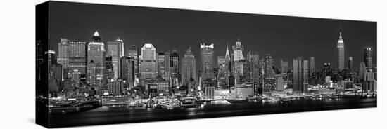 West Side Skyline at Night in Black and White, New York, USA--Premier Image Canvas