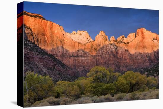 West Temple, Altar of Sacrifice, and Sundial at Sunrise, Zion NP, Utah-Howie Garber-Premier Image Canvas