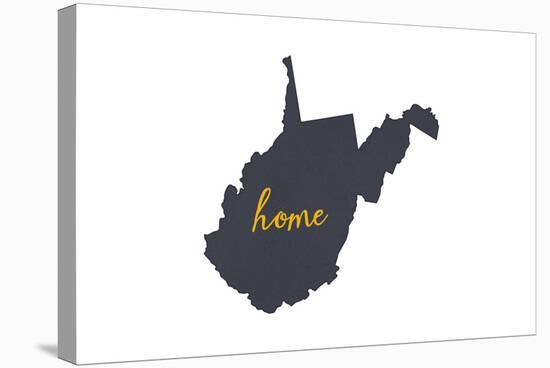 West Virginia - Home State - Gray on White-Lantern Press-Stretched Canvas