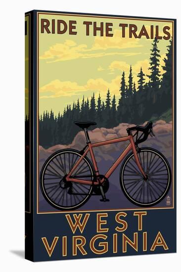 West Virginia - Ride the Trails-Lantern Press-Stretched Canvas