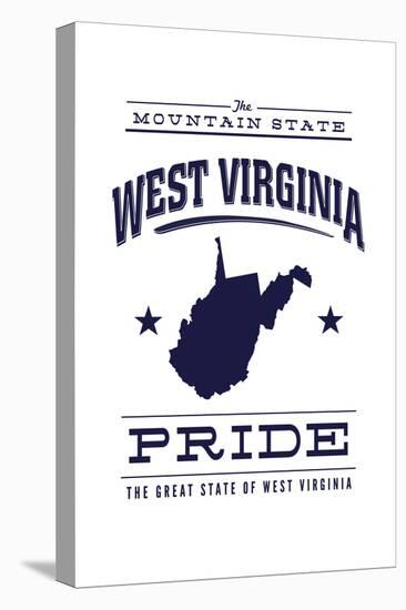 West Virginia State Pride - Blue on White-Lantern Press-Stretched Canvas