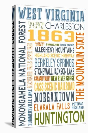 West Virginia - Typography-Lantern Press-Stretched Canvas