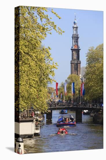 Westerkerk Church Tower by Prinsengracht Canal, Amsterdam, Netherlands, Europe-Amanda Hall-Premier Image Canvas