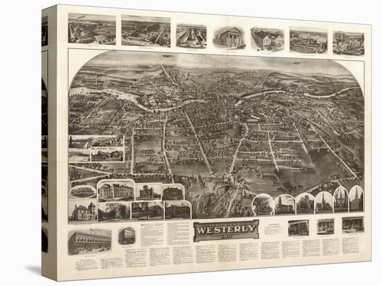 Westerly, Rhode Island - Panoramic Map-Lantern Press-Stretched Canvas