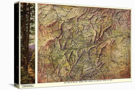 Western North Carolina - Panoramic Map-Lantern Press-Stretched Canvas