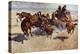 Western Stagecoach Fighting Off Native Americans on the Plains-null-Premier Image Canvas