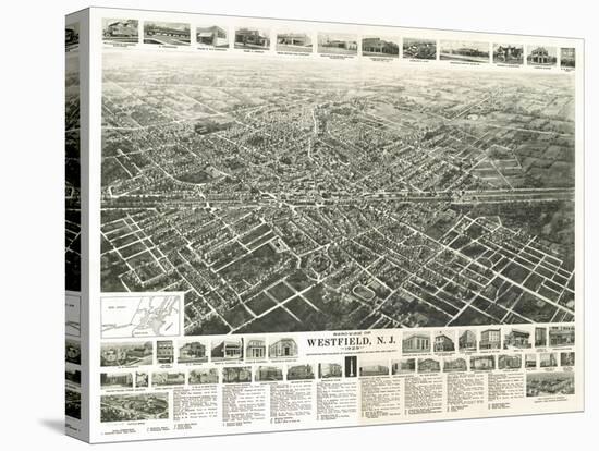 Westfield, New Jersey - Panoramic Map-Lantern Press-Stretched Canvas