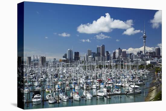 Westhaven Marina, and Sky Tower, Auckland, North Island, New Zealand-David Wall-Premier Image Canvas