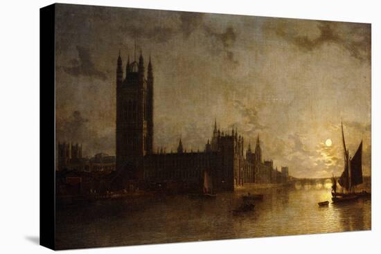 Westminster Abbey, The Houses of Parliament with the Construction of Westminster Bridge-Henry Pether-Premier Image Canvas