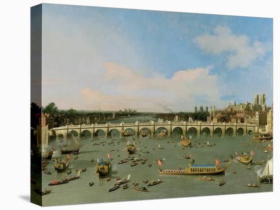 Westminster Bridge, London, with the Lord Mayor's Procession on the Thames-Canaletto-Premier Image Canvas