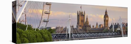 Westminster Palace, Big Ben, London Eye, Hungerford Bridge, London, England, Great Britain-Rainer Mirau-Premier Image Canvas