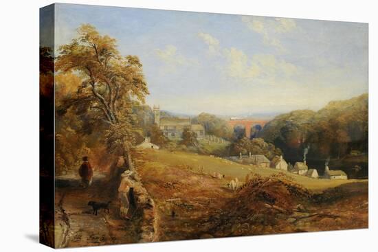 Wetheral - View of the River Eden Showing Wetheral Church and Viaduct, and Corby Ferry, c.1845-Samuel Bough-Premier Image Canvas