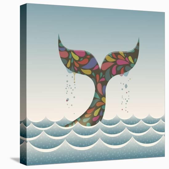 Whale Waving Hello with it's Tail-Cyborgwitch-Stretched Canvas