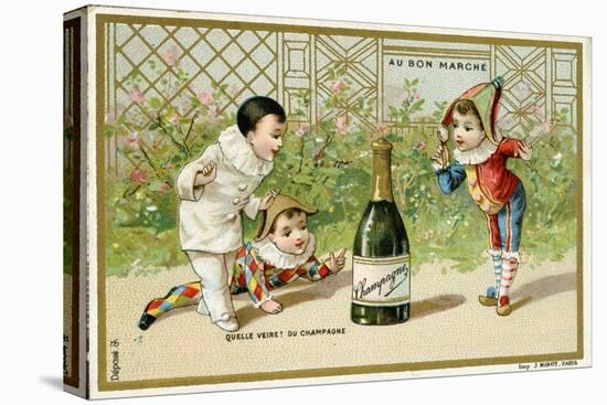 What Luck! a Bottle of Champagne', Promotional Card for the Parisian Department Store 'Au Bon…-null-Premier Image Canvas