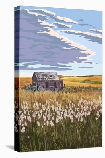 Wheat Field and Shack-Lantern Press-Stretched Canvas