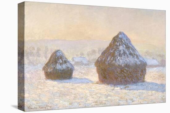 Wheatstaks, Snow Effect, Morning, 1891-Claude Monet-Premier Image Canvas