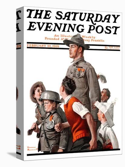 "When Johnny Comes Marching Home" Saturday Evening Post Cover, February 22,1919-Norman Rockwell-Premier Image Canvas