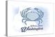 Whidbey Island, Washington - Crab - Blue - Coastal Icon-Lantern Press-Stretched Canvas