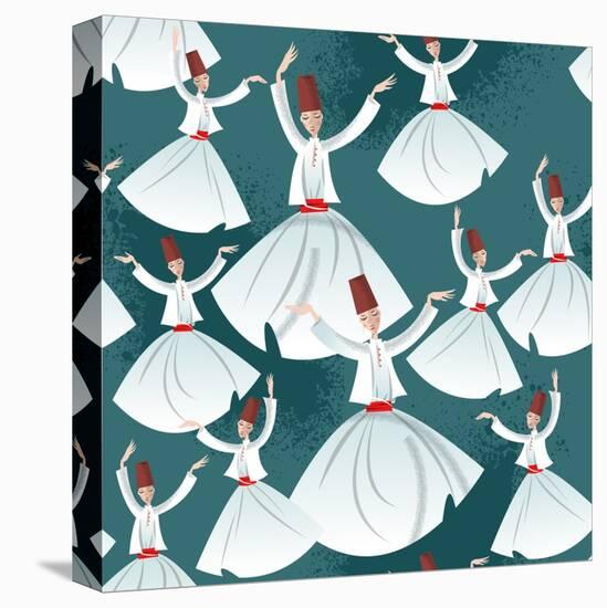 Whirling Dervishes. Seamless Background Pattern. Vector Illustration-NGvozdeva-Stretched Canvas