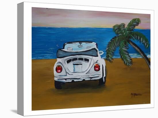 White Beachbug With Palm-M Bleichner-Stretched Canvas