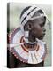 White Beadwork and Circular Scar on Cheek of This Maasai Girl, from the Kisongo Group-Nigel Pavitt-Premier Image Canvas