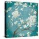 White Cherry Blossoms I on Teal Aged no Bird-Danhui Nai-Stretched Canvas