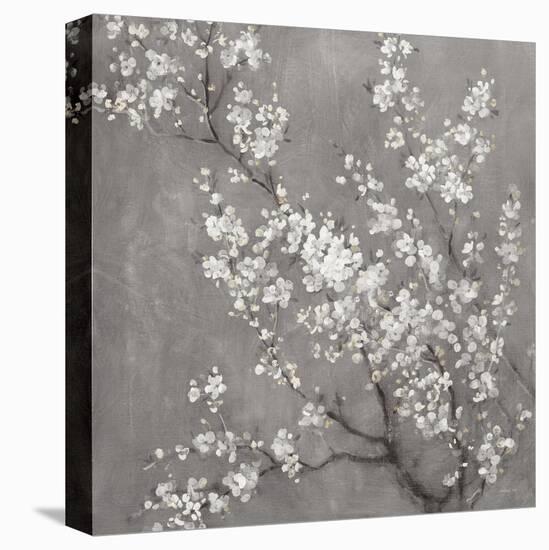 White Cherry Blossoms II on Grey Crop-Danhui Nai-Stretched Canvas