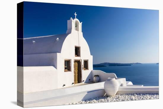 White church overlooking sea, Oia, Santorini, Cyclades-Ed Hasler-Premier Image Canvas