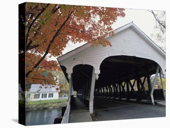 White Covered Bridge in Autumn-null-Premier Image Canvas