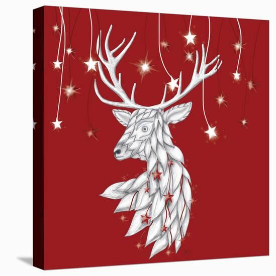 White Deer and Hanging Stars-Fab Funky-Stretched Canvas