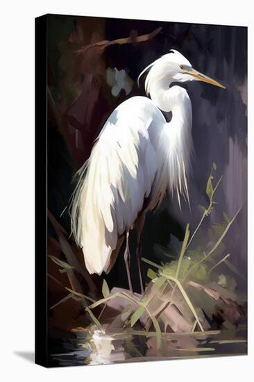 White Egret I-Vivienne Dupont-Stretched Canvas