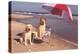 White Labradors at the Beach-null-Stretched Canvas