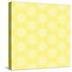 White Line Flower Circular Pattern on Yellow Background-amovita-Stretched Canvas