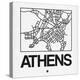 White Map of Athens-NaxArt-Stretched Canvas