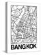 White Map of Bangkok-NaxArt-Stretched Canvas
