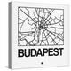 White Map of Budapest-NaxArt-Stretched Canvas