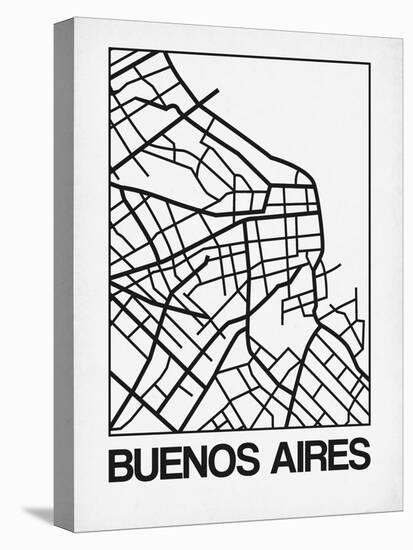 White Map of Buenos Aires-NaxArt-Stretched Canvas