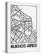 White Map of Buenos Aires-NaxArt-Stretched Canvas