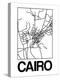 White Map of Cairo-NaxArt-Stretched Canvas