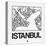 White Map of Istanbul-NaxArt-Stretched Canvas