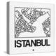 White Map of Istanbul-NaxArt-Stretched Canvas