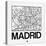 White Map of Madrid-NaxArt-Stretched Canvas